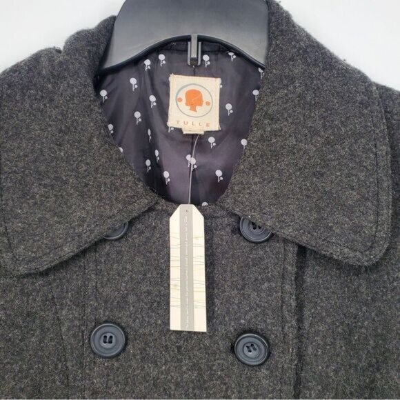 Women's Anthropogie Tulle Wool Blend Peacoat Size Small NEW - Picture 3 of 4